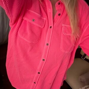 aerie Neon Pink Button-Down Shirt